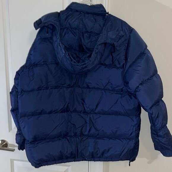 Vintage St Moritz Ski Team Down Feathers Insulated Hooded Parka Jacket XL Blue - Picture 10 of 13